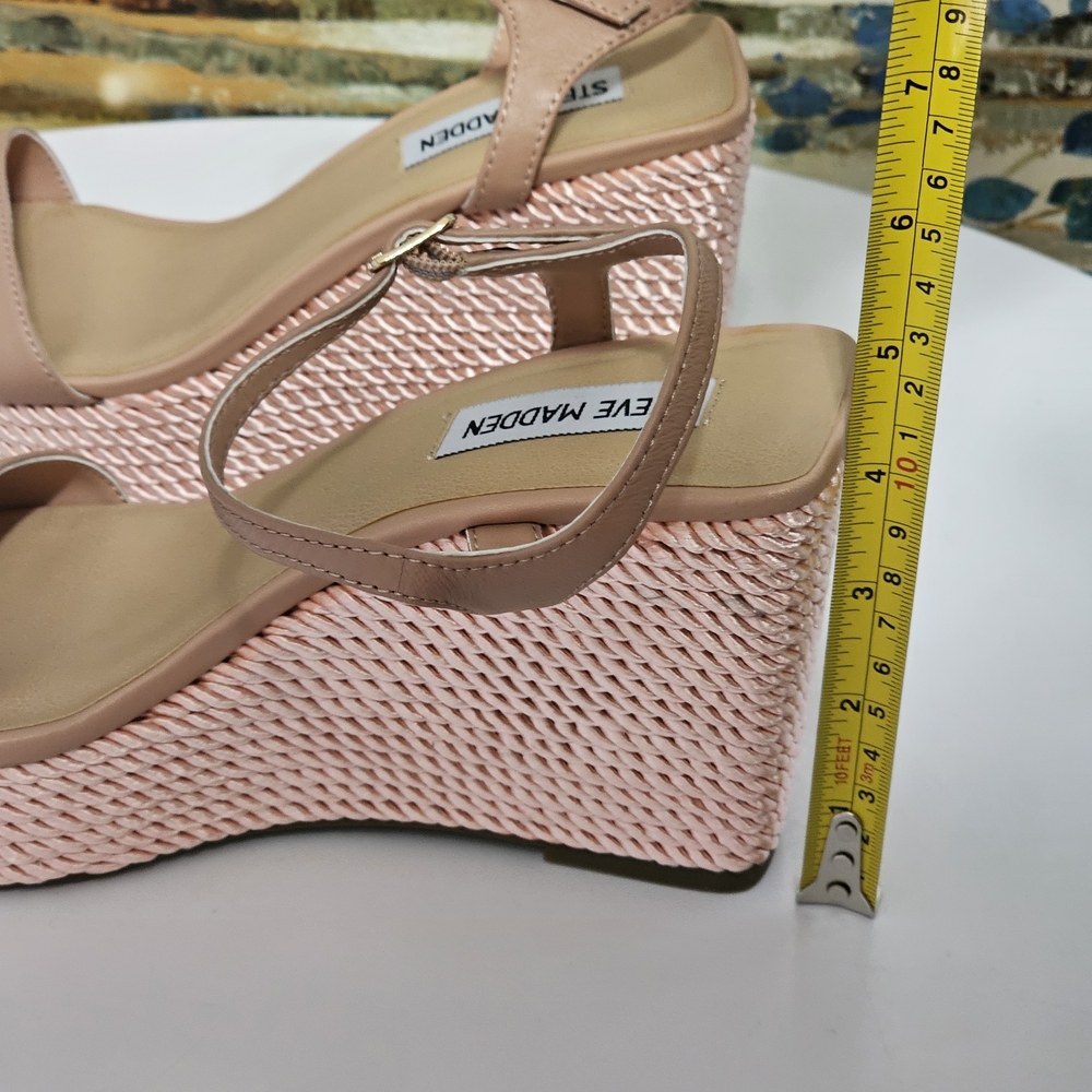 Steve Madden Tory Twist Blush Lea Leather Wedge Sandals Size 8 - Picture 6 of 13
